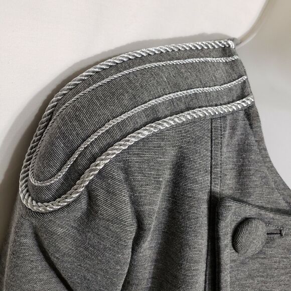 ANA Womens Blazer Jacket Large Gray Military Style Open Front Shoulder Epaulets - Picture 4 of 12